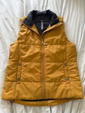 Vuori Quilted Mustard Puffer Vest with Black Lining